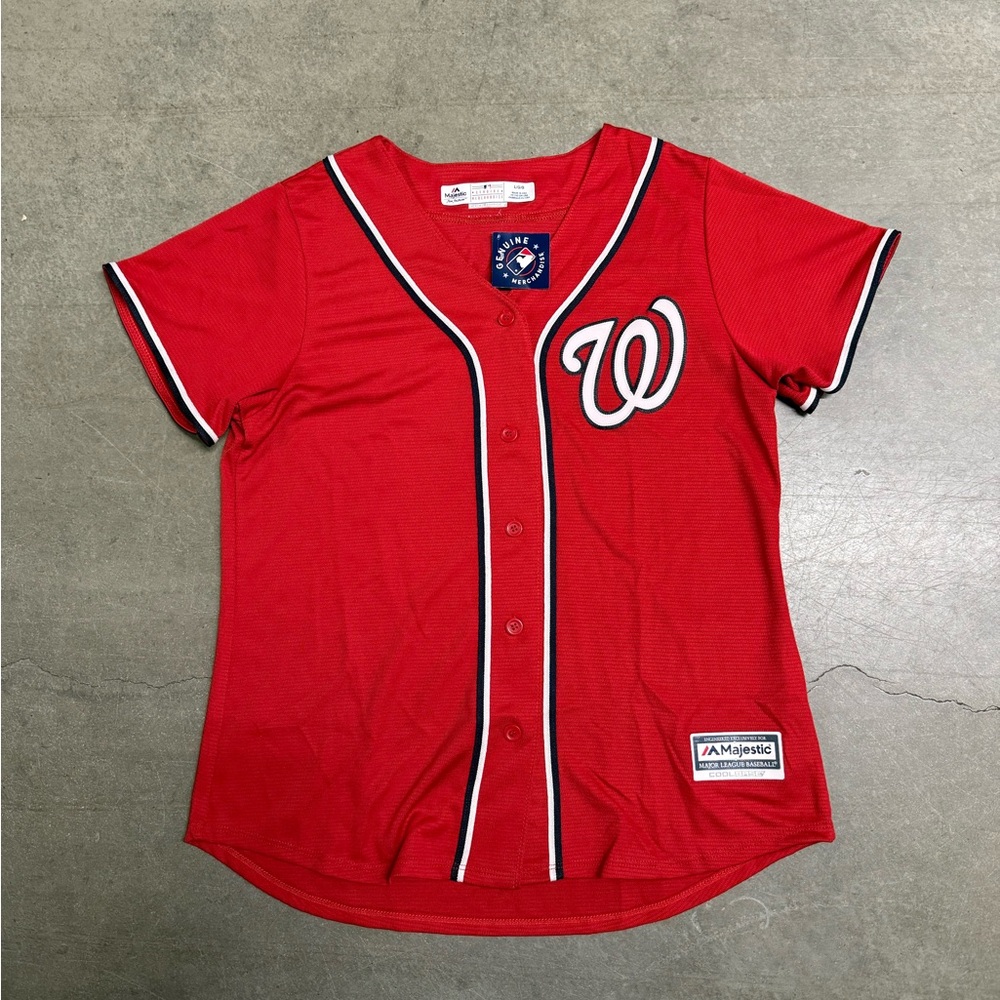 Washington Nationals Women’s Majestic MLB Red Jersey Size Large New W Tag
